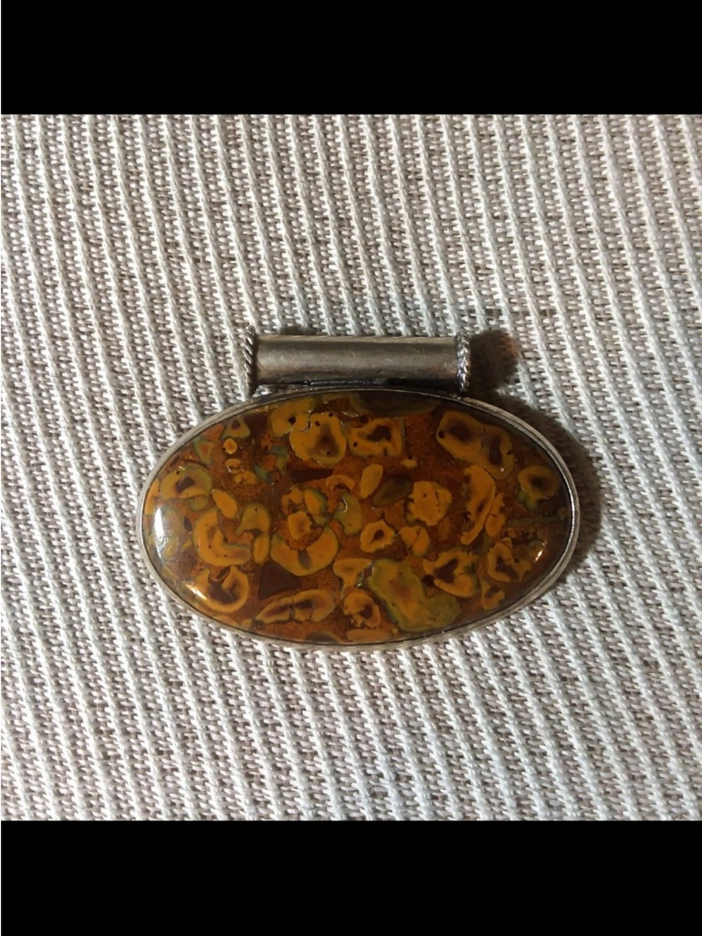 Gorgeous, Unique, Oval-Shaped, Genuine Fruit Jasper Cabochon Pendant.